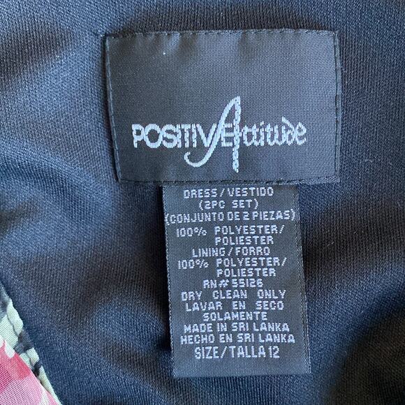 VINTAGE Positive Attitude Midi Dress Womens Sz 12 Black Floral Coquette Romantic - Picture 5 of 5